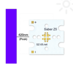 4 Series Connected LUXEON Z 420nm Ultraviolet LEDs on a Saber Z5 20mm Base – 2500 mW @ 500mA